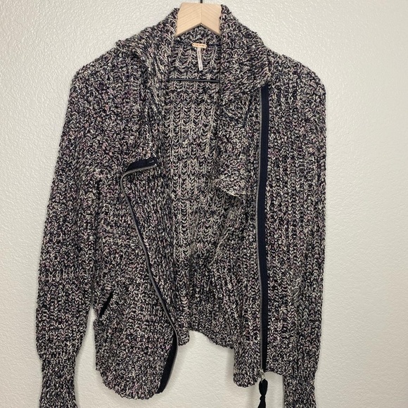 Free People Asymmetrical Speckled Moto Zip Jacket | Size XSmall - Picture 2 of 5